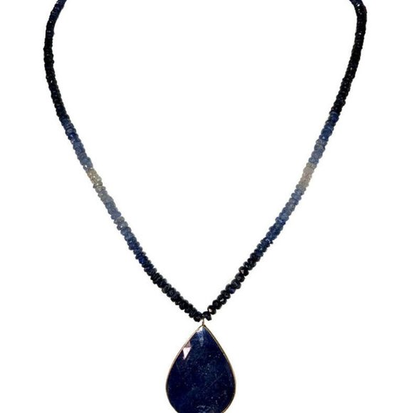 Multi Colored Blue Sapphire Tear Shaped Drop Faceted Bead...